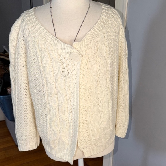 Poof Excellence Sweaters - Poof Excellence Cream Cable Knit Cardigan